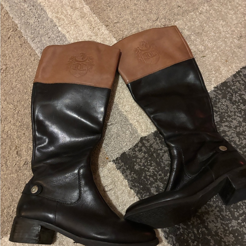 Etienne Aigner Brown and Black Leather Boots